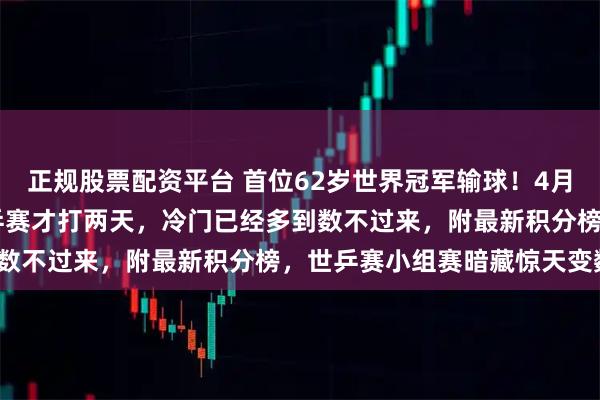 正规股票配资平台 首位62岁世界冠军输球！4月30日赛程公开，伦敦世乒赛才打两天，冷门已经多到数不过来，附最新积分榜，世乒赛小组赛暗藏惊天变数？